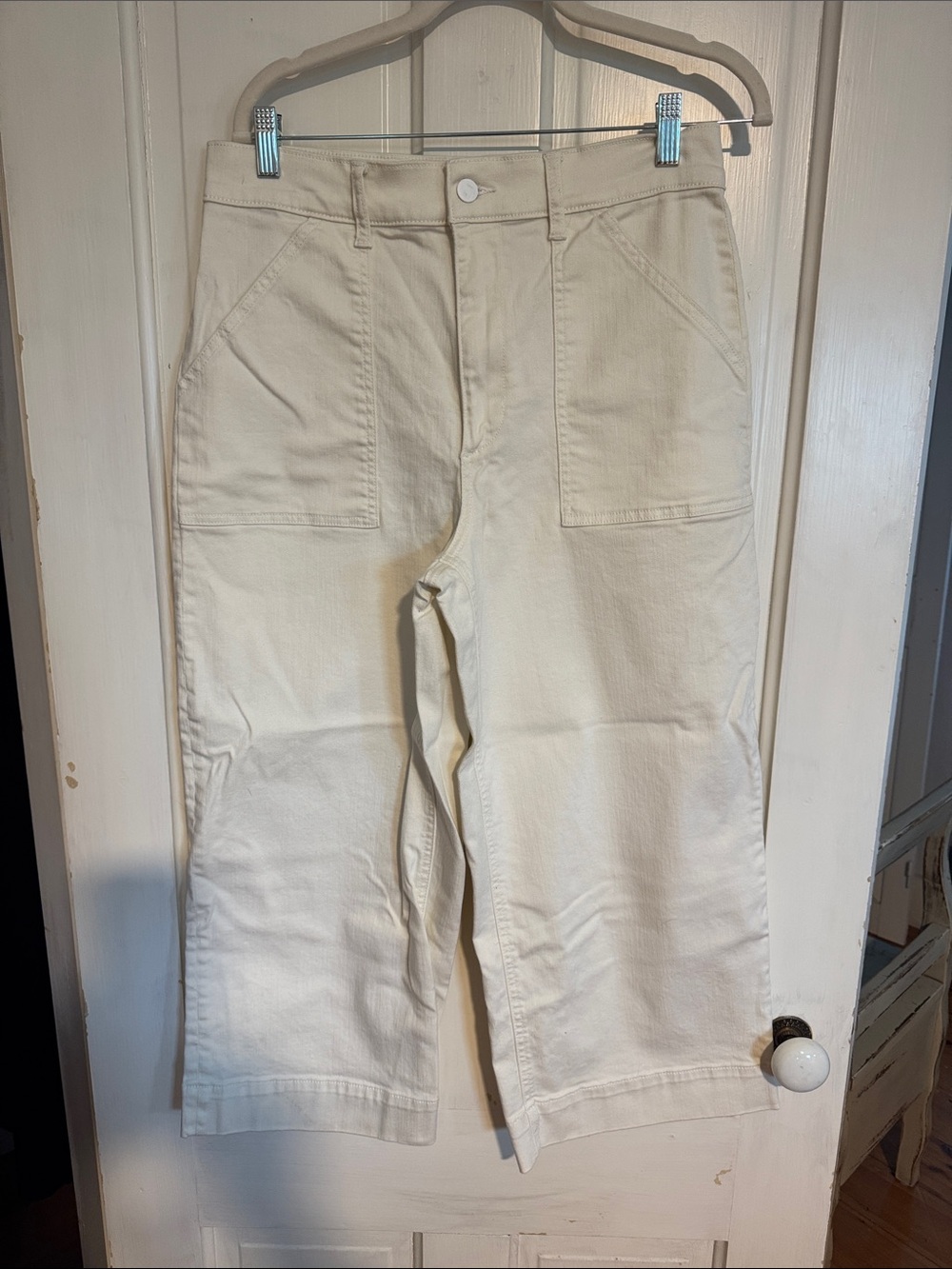Joe's Jeans Cream Cropped Wide-Leg Ankle Jeans